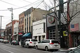 Retailers along Walnut Street.