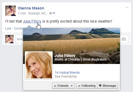 screenshot of Facebook