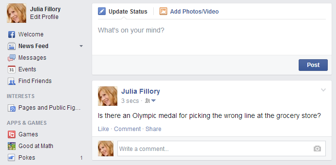 screenshot of Facebook