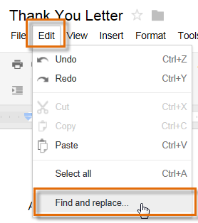Screenshot of Google Documents