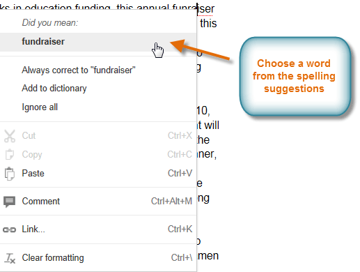 Screenshot of Google Documents