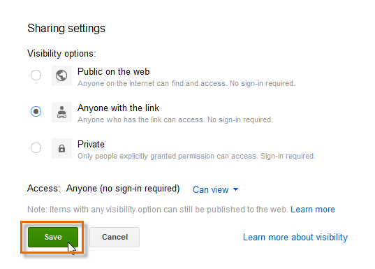 Screenshot of Google Drive