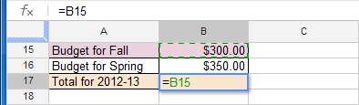 Screenshot of Google Spreadsheets