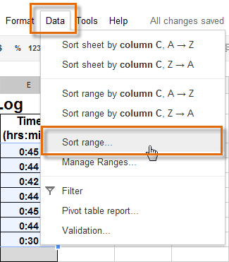 Screenshot of Google Spreadsheets