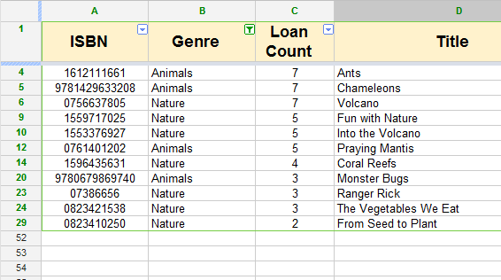 Screenshot of Google Spreadsheets