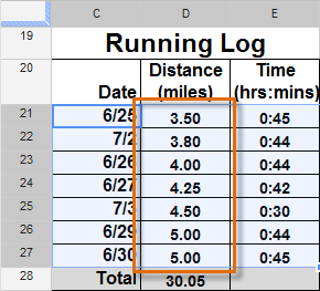 Screenshot of Google Spreadsheets
