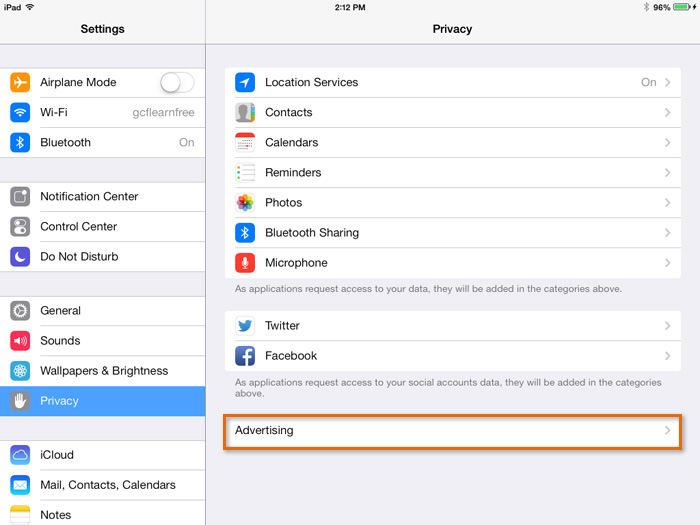 Screenshot of the iPad