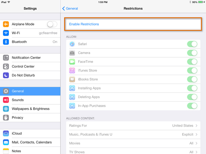 Screenshot of the iPad