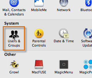 Selecting the Users & Groups settings