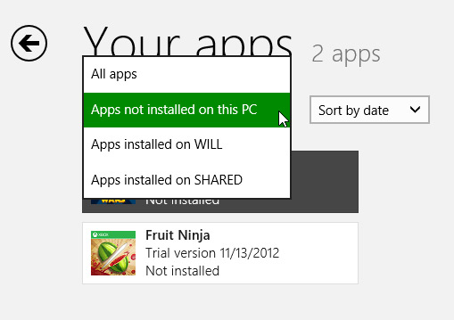 Screenshot of Windows 8