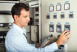 Man controlling computer device