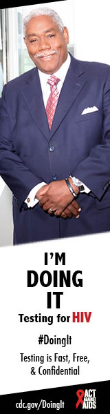A man standing in front of a window with his hands folded. I’m Doing It. Testing for HIV. Testing is Fast, Free & Confidential. cdc.gov/DoingIt #DoingIt Act Against AIDS