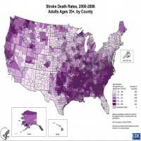 Stroke Death Rates, 2000-2006, Adults Ages 35+, by County