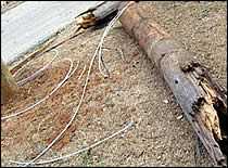 power pole on the ground