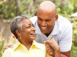 Adult man with elderly mother