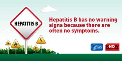 Illustration of warning signs: Hepatitis B has no warning signs because there are often no symptoms.
