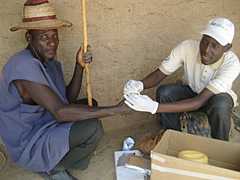 Hassan (right) with Mallam Ginger Isa (left) testing for HIV Hassan (right) with Mallam Ginger Isa (left) testing for HIV