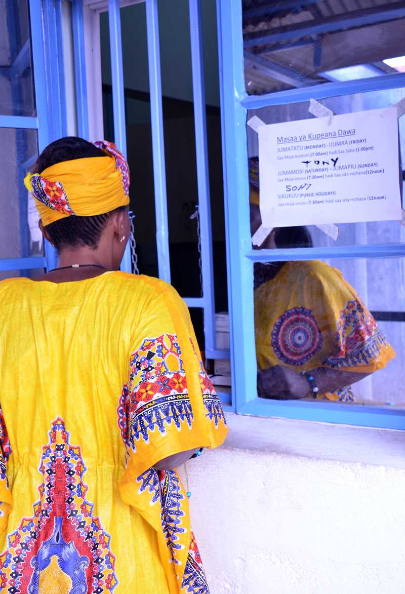 Each day, Rosemary and other clients of the Medically Assisted Therapy program come to this window at the clinic to get their prescribed dose of methadone.