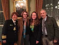 L to R: Dori Reissman, Teresa Schnorr, Jessica Bilics, and Jon Stewart