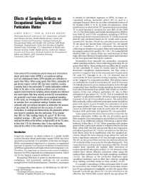 Image of publication Effects of Sampling Artifacts on Occupational Samples of Diesel Particulate Matter