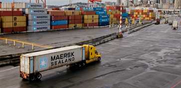 truck entering a marine terminal