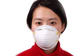 Female Wearing respirator