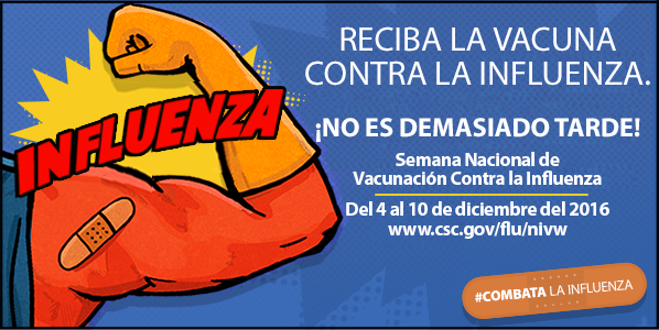 Gráfico: Es la semana nacional de la vacunación contra la influencia. Vacúnese hoy. ¡No es demasiado tarde!