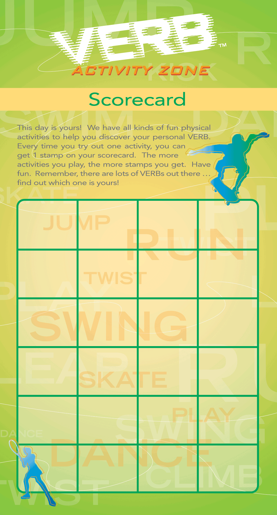 VERB Activity Zone Scorecard Front (Click image for full size)