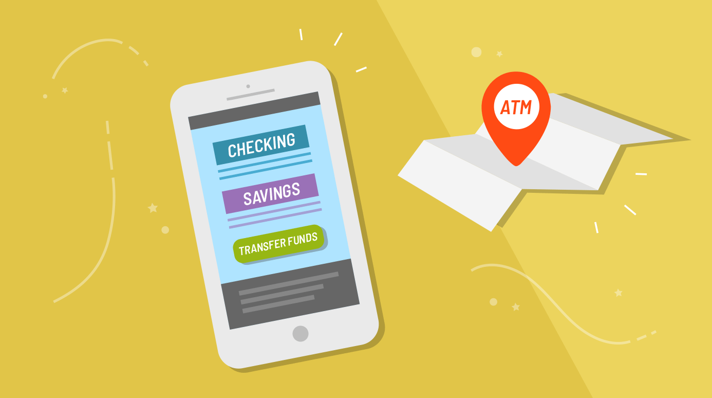 illustration of a smartphone using a bank's app illustration of a smartphone using a bank's app
