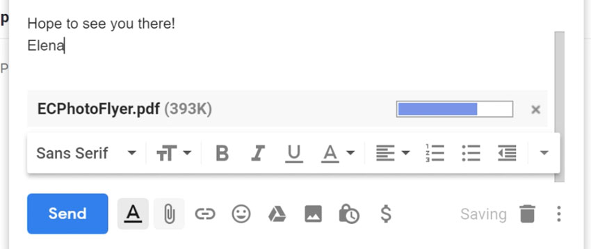 Uploading an attachment Uploading an attachment