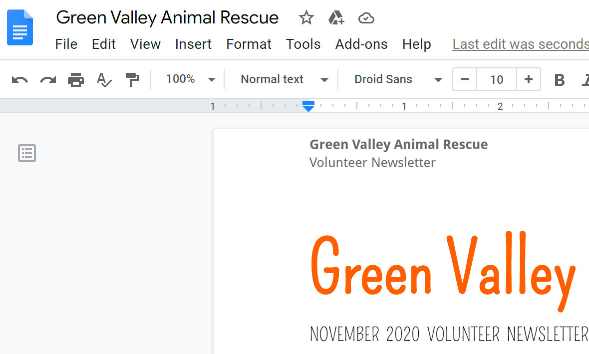 showing a formatted header showing a formatted header