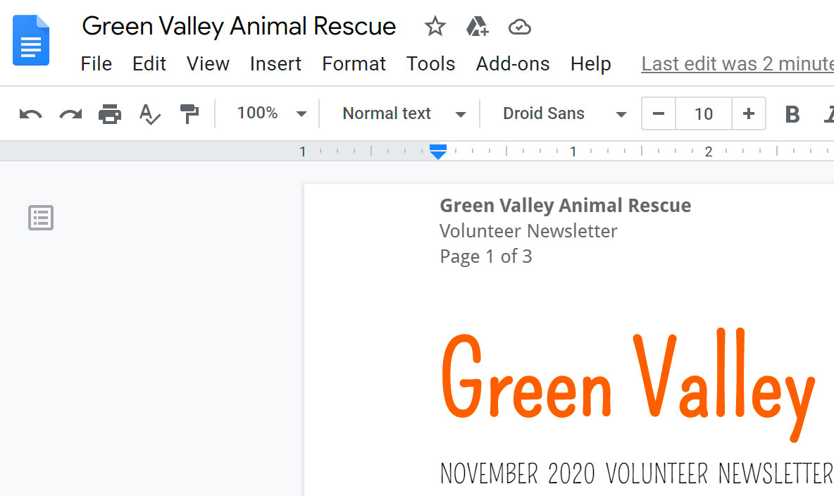 showing the header section of a document showing the header section of a document