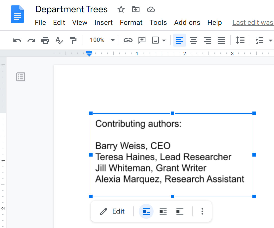 the text box appearing the text box appearing