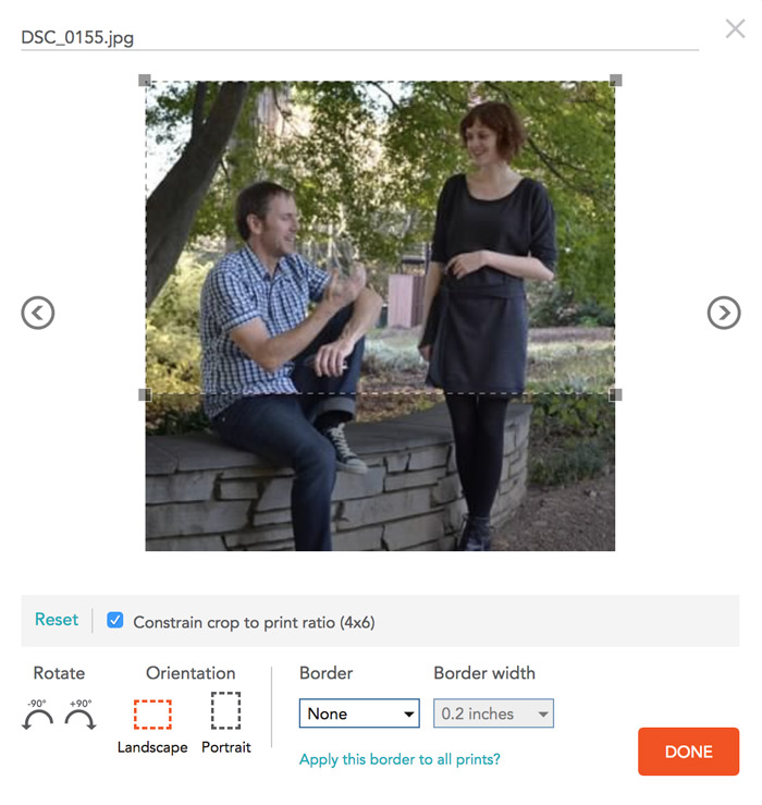 A screenshot of the Shutterfly cropping tool. A screenshot of the Shutterfly cropping tool.