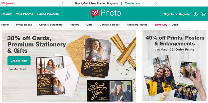 A screenshot of the Walgreens Photo website. A screenshot of the Walgreens Photo website.