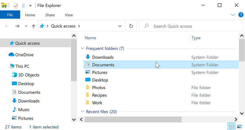 double-clicking a folder double-clicking a folder