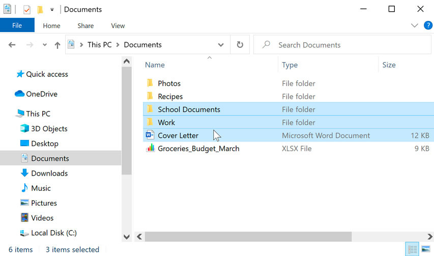 selecting a group of files selecting a group of files