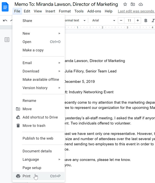 Google Docs file menu Google Docs file menu