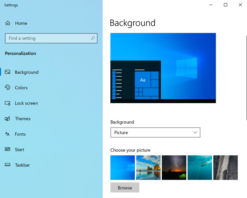 Personalization settings Personalization settings