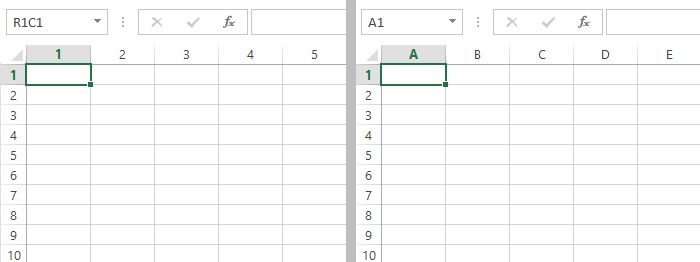 R1C1 vs A1 reference style comparison R1C1 vs A1 reference style comparison