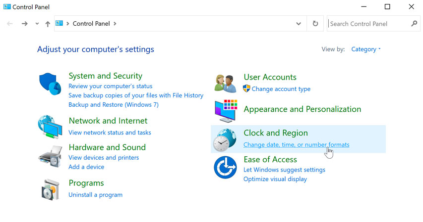 opening the date and number settings opening the date and number settings