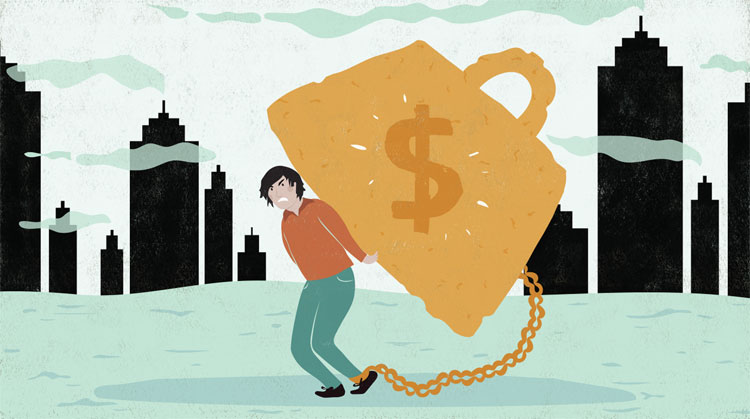 person carrying heavy weight with dollar sign person carrying heavy weight with dollar sign