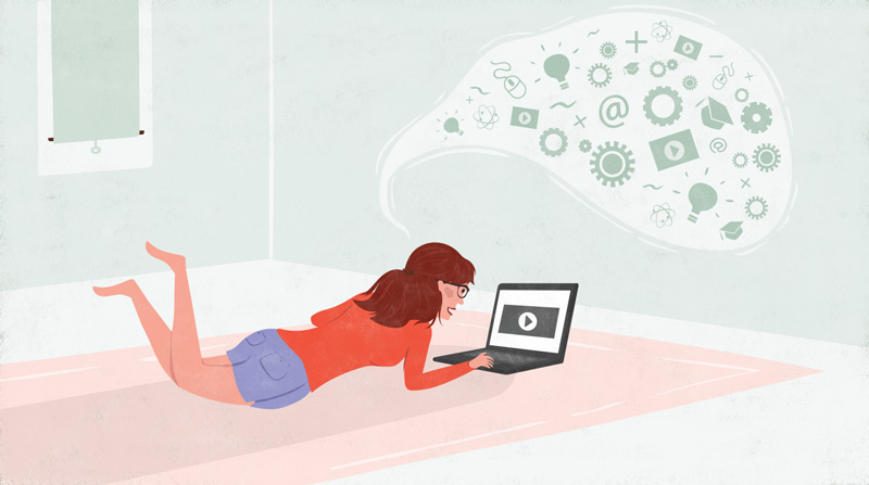 person learning from online lessons