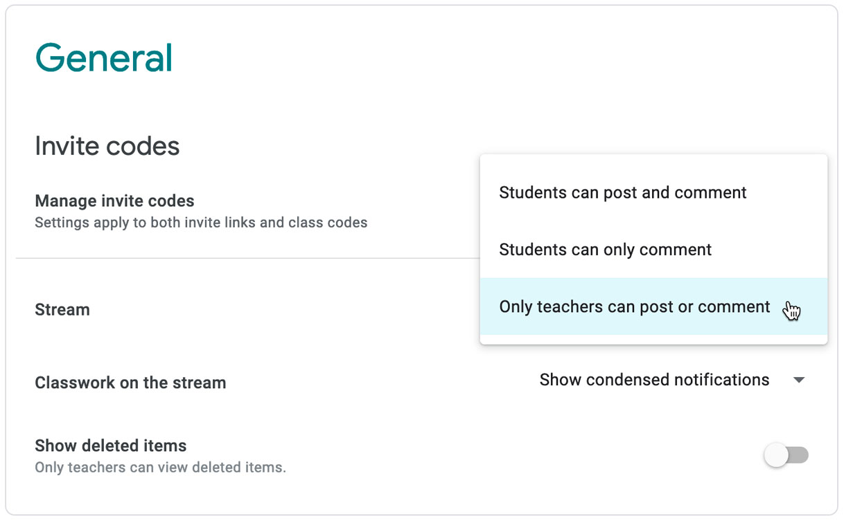 selecting only teachers can post or comment selecting only teachers can post or comment