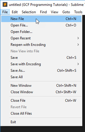 open a new file in Sublime Text open a new file in Sublime Text