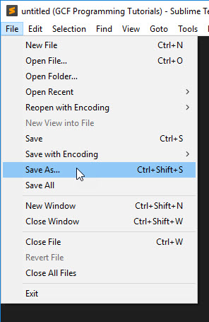 Save your file in Sublime Text Save your file in Sublime Text