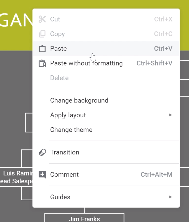 clicking paste