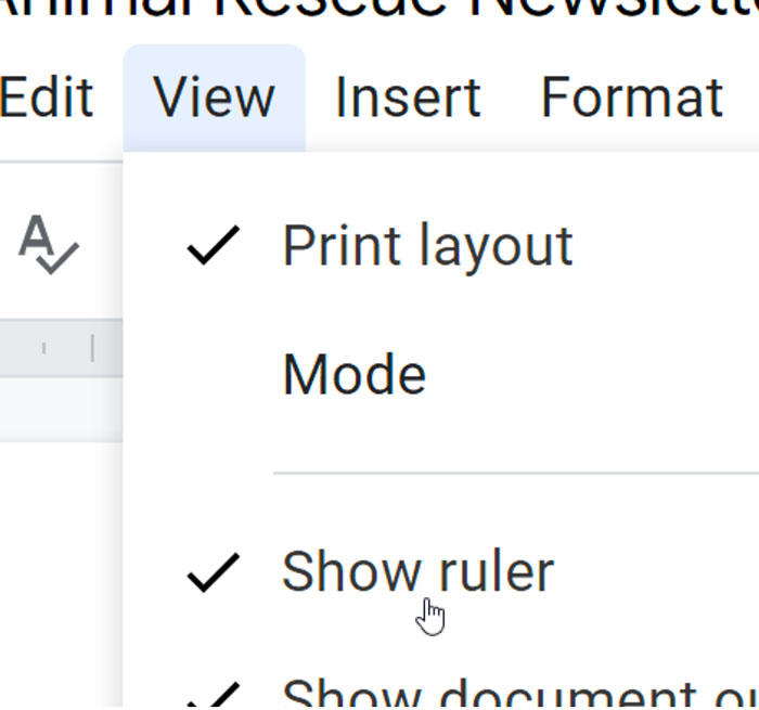 selecting show ruler button selecting show ruler button
