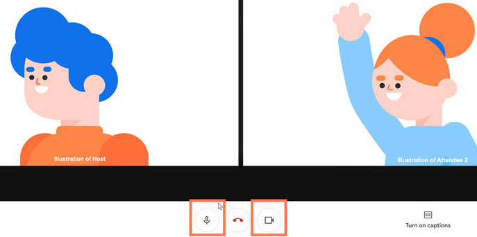 viewing the microphone and camera icons