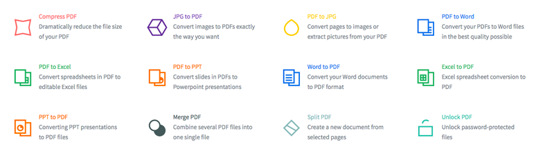 showing some of SmallPDF's online tools showing some of SmallPDF's online tools